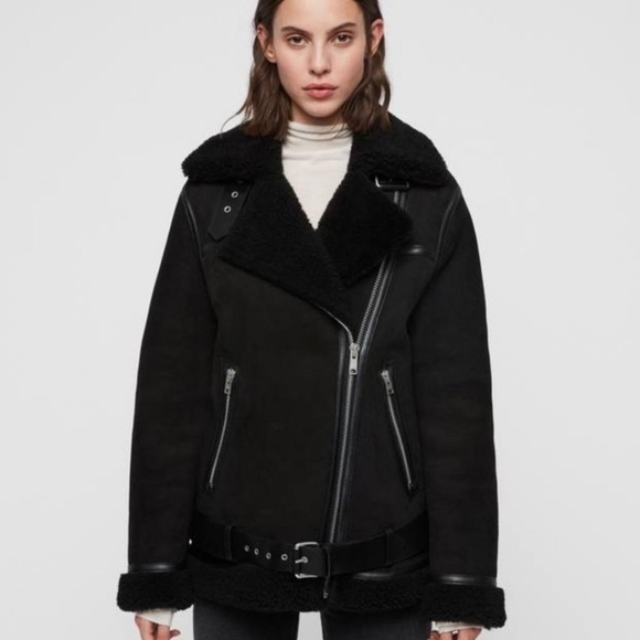 All Saints | Jackets u0026 Coats | All Saints Shearling Jacket Rei Black S |  Poshmark